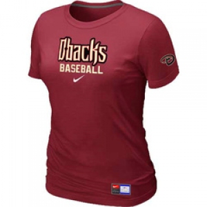 Women MLB Arizona Diamondbacks Crimson Red Nike Short Sleeve Practice T-Shirt