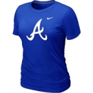 Women MLB Atlanta Braves Blue Nike Blended T-Shirt