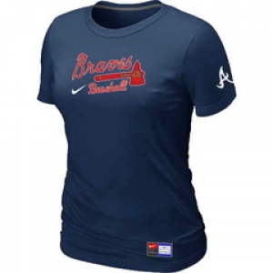 Women MLB Atlanta Braves Nike D.Blue Short Sleeve Practice T-Shirt