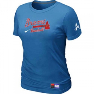 Women MLB Atlanta Braves Nike L.blue Short Sleeve Practice T-Shirt