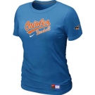 Women MLB Baltimore Orioles Nike L.blue Short Sleeve Practice T-Shirt