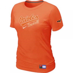 Women MLB Baltimore Orioles Nike Orange Short Sleeve Practice T-Shirt