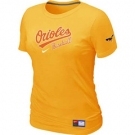 Women MLB Baltimore Orioles Nike Yellow Short Sleeve Practice T-Shirt