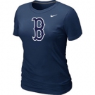 Women MLB Boston Red Sox Heathered Nike D.Blue  Blended T-Shirt