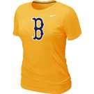 Women MLB Boston Red Sox Heathered Nike Yellow Blended T-Shirt