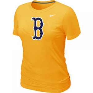 Women MLB Boston Red Sox Heathered Nike Yellow Blended T-Shirt