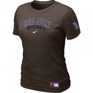 Women MLB Boston Red Sox Nike Brown Short Sleeve Practice T-Shirt