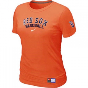 Women MLB Boston Red Sox Nike Orange Short Sleeve Practice T-Shirt