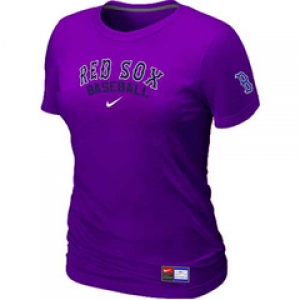 Women MLB Boston Red Sox Nike Purple Short Sleeve Practice T-Shirt