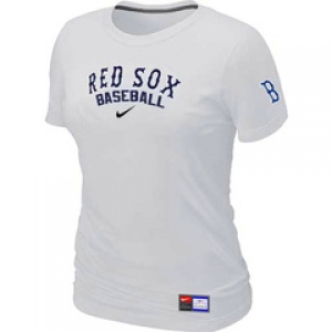 Women MLB Boston Red Sox Nike White Short Sleeve Practice T-Shirt