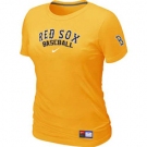 Women MLB Boston Red Sox Nike Yellow Short Sleeve Practice T-Shirt