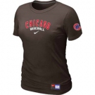 Women MLB Chicago Cubs Nike Brown Short Sleeve Practice T-Shirt