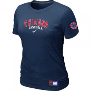 Women MLB Chicago Cubs Nike D.Blue Short Sleeve Practice T-Shirt