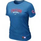 Women MLB Chicago Cubs Nike L.blue Short Sleeve Practice T-Shirt