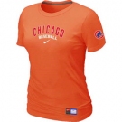 Women MLB Chicago Cubs Nike Orange Short Sleeve Practice T-Shirt