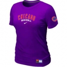 Women MLB Chicago Cubs Nike Purple Short Sleeve Practice T-Shirt