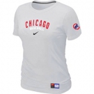 Women MLB Chicago Cubs Nike White Short Sleeve Practice T-Shirt