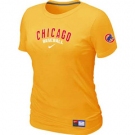 Women MLB Chicago Cubs Nike Yellow Short Sleeve Practice T-Shirt