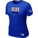 Women MLB Cincinnati Reds Nike Blue Short Sleeve Practice T-Shirt