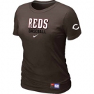 Women MLB Cincinnati Reds Nike Brown Short Sleeve Practice T-Shirt