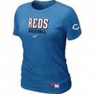 Women MLB Cincinnati Reds Nike L.blue Short Sleeve Practice T-Shirt