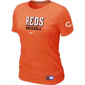 Women MLB Cincinnati Reds Nike Orange Short Sleeve Practice T-Shirt