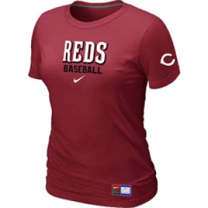 Women MLB Cincinnati Reds Nike Red Short Sleeve Practice T-Shirt