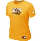 Women MLB Cincinnati Reds Nike Yellow Short Sleeve Practice T-Shirt