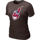 Women MLB Cleveland Indians Heathered Nike Brown Blended T-Shirt