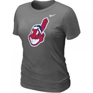 Women MLB Cleveland Indians Heathered Nike D.Grey Blended T-Shirt