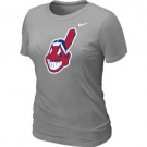 Women MLB Cleveland Indians Heathered Nike L.Grey Blended T-Shirt