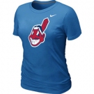 Women MLB Cleveland Indians Heathered Nike L.blue Blended T-Shirt