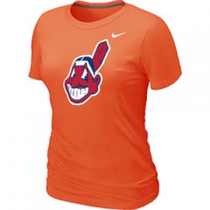 Women MLB Cleveland Indians Heathered Nike Orange Blended T-Shirt