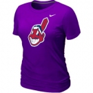 Women MLB Cleveland Indians Heathered Nike Purple Blended T-Shirt