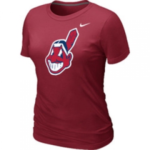 Women MLB Cleveland Indians Heathered Nike Red Blended T-Shirt