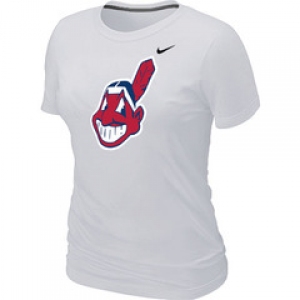 Women MLB Cleveland Indians Heathered Nike White Blended T-Shirt