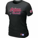 Women MLB Cleveland Indians Nike Black Short Sleeve Practice T-Shirt