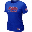 Women MLB Cleveland Indians Nike Blue Short Sleeve Practice T-Shirt