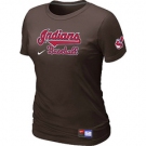 Women MLB Cleveland Indians Nike Brown Short Sleeve Practice T-Shirt