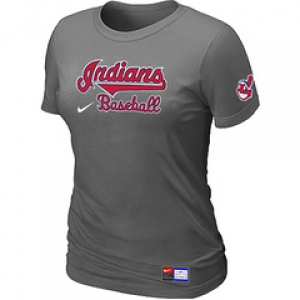 Women MLB Cleveland Indians Nike D.Grey Short Sleeve Practice T-Shirt