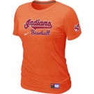 Women MLB Cleveland Indians Nike Orange Short Sleeve Practice T-Shirt