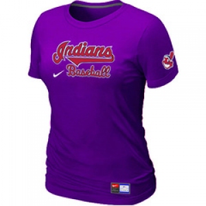 Women MLB Cleveland Indians Nike Purple Short Sleeve Practice T-Shirt