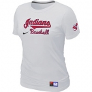 Women MLB Cleveland Indians Nike White Short Sleeve Practice T-Shirt