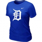 Women MLB Detroit Tigers Heathered Nike Blue Blended T-Shirt