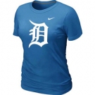 Women MLB Detroit Tigers Heathered Nike L.blue Blended T-Shirt