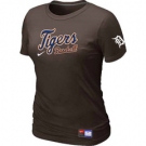 Women MLB Detroit Tigers Nike Brown Short Sleeve Practice T-Shirt