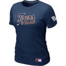 Women MLB Detroit Tigers Nike D.Blue Short Sleeve Practice T-Shirt