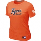 Women MLB Detroit Tigers Nike Orange Short Sleeve Practice T-Shirt