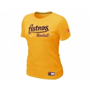 Women MLB Houston Astros Yellow Nike Short Sleeve Practice T-Shirt