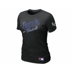 Women MLB Kansas City Royals Black Nike WShort Sleeve Practice T-Shirt